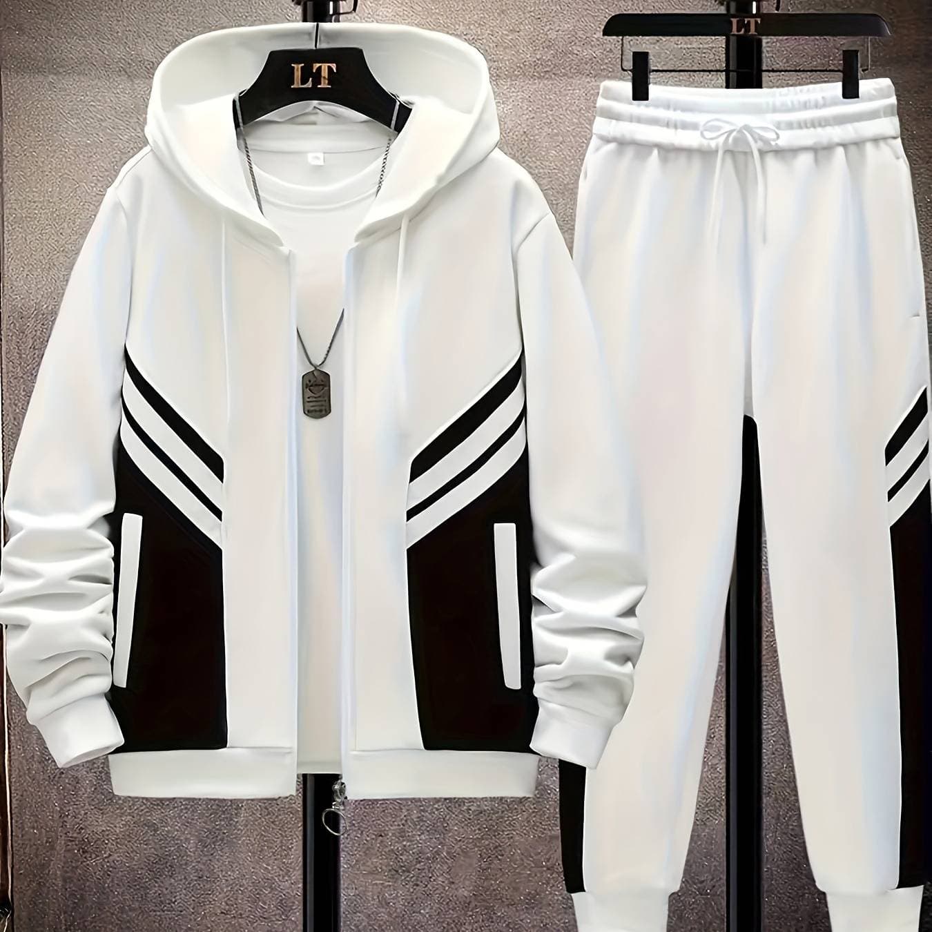 ​​Men's 2-Piece Sportswear Set – Trendy Hooded Jacket & 3D Digital Jogger Pants (Lightweight & Breathable For Spring/Fall)​​
