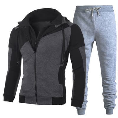Vêtements pour hommes, chemise zippée, commerce extérieur, sweat-shirt à double fermeture éclair pour hommes, patchwork, cardigan à capuche slim fit, sweat-shirt pour hommes, costume pour hommes