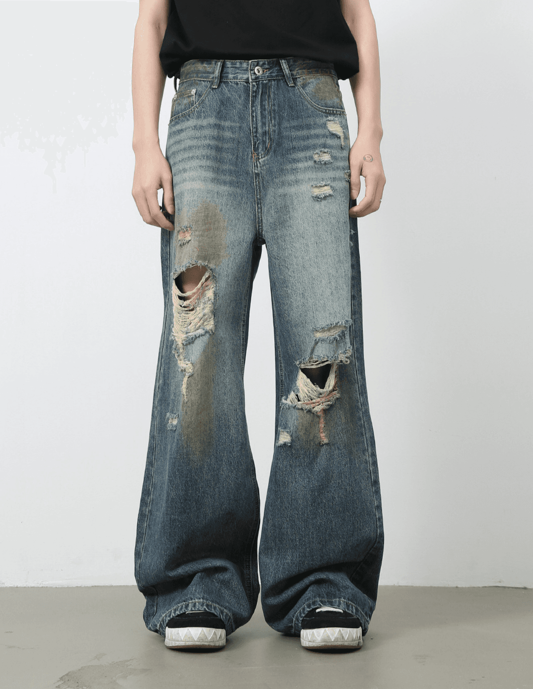 Men’s Washed Loose Straight Wide Leg Pants Trendy