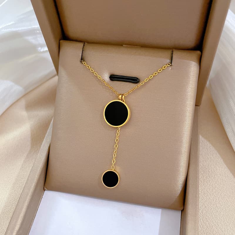 Stainless Steel Necklaces Round Minimalist Light Luxury Pendants Two Accessories Best Friend Necklace For Women Jewelry