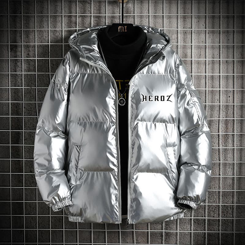 Men's Clothing Winter Fashion Thick Hooded Cotton Padded Jacket With Glossy Finish, Hero Letter Casual Puffer Jacket Cotton Padded Coat