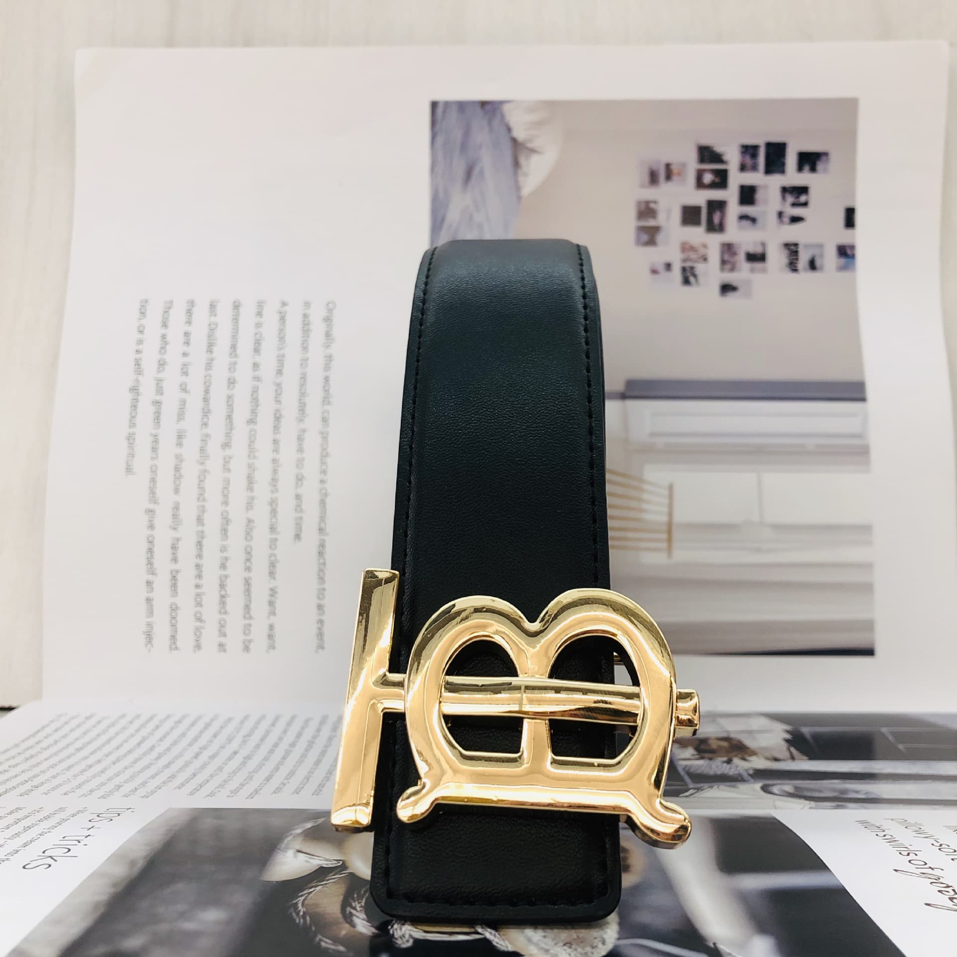 Ceinture classique pour hommes et femmes, avec boucle lisse en cuir de vache TB à double face en relief, ceinture décontractée et polyvalente