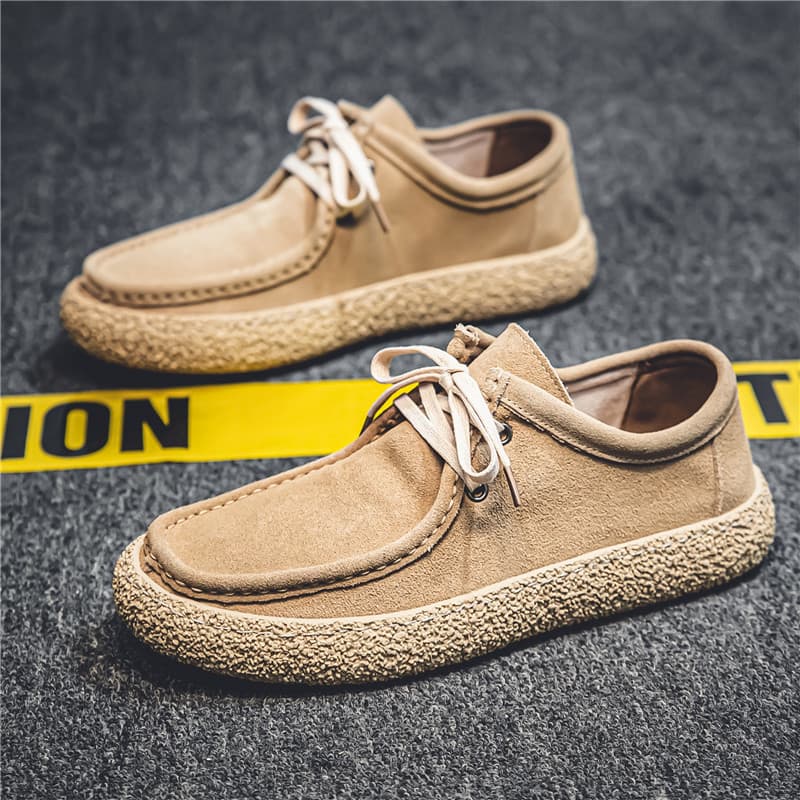 Sanded leather men's fashion shoes soft soled casual shoes men slip-on bean shoes men