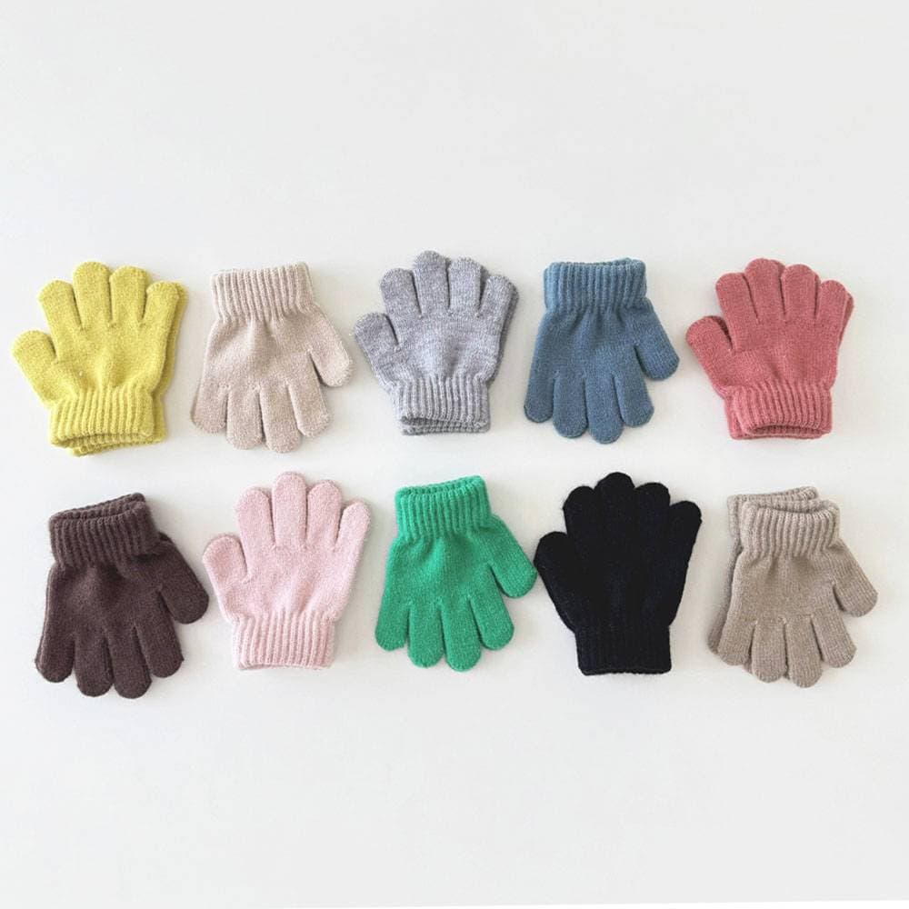 Children's gloves Winter solid finger warm ins five-finger baby gloves for boys and girls