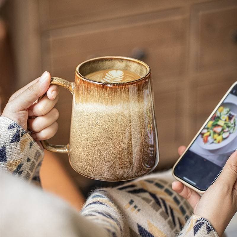 Retro Kiln-Fired Mug – 780ml Large Capacity Ceramic Cup With Rustic Sand Glaze | Handcrafted Tea & Coffee Cup For Home & Office
