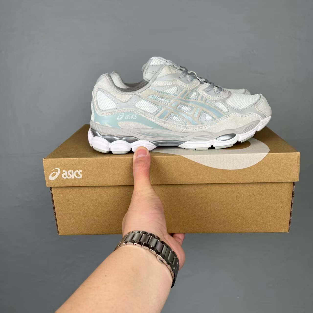 GEL_NYC Pure Original Nouveau Style Chaussures de course basses bleues en maille patchwork résistante à l'usure, respirantes et amortissantes.