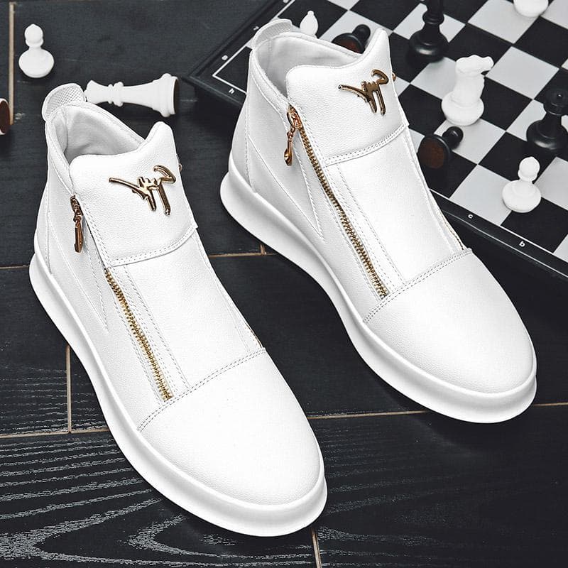 Athletic Shoes new leather breathable high-top shoes thick-soled white casual shoes men's high-top sneakers