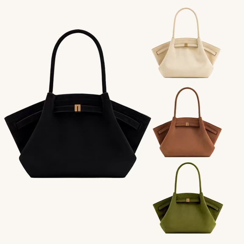 Dumpling Suede Tote Small Shoulder Crossbody High-end Commuter Handbag Genuine Leather Women's Bag