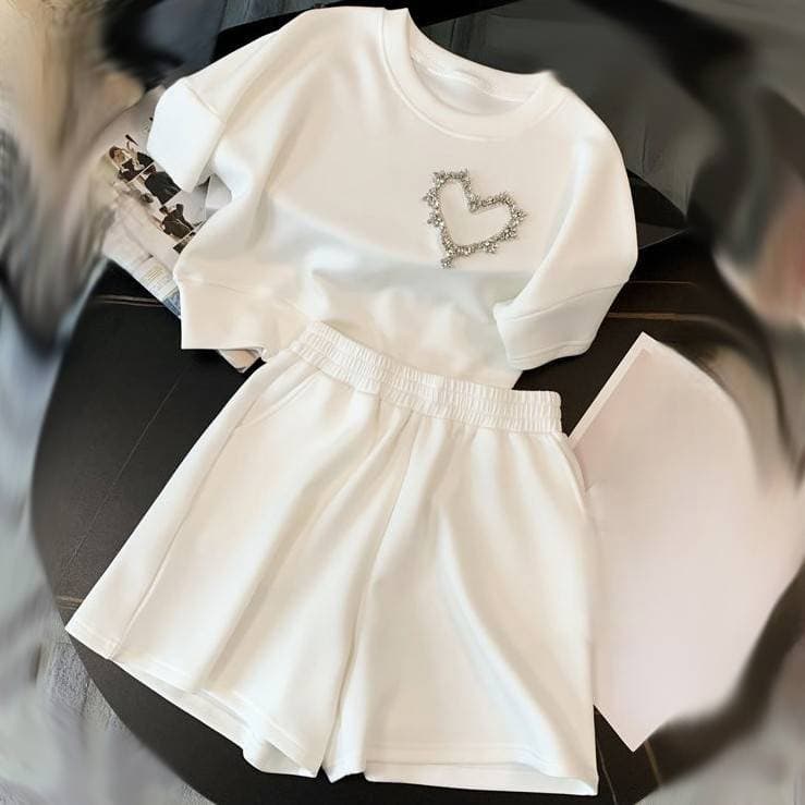 Women's Clothing High End Fashion Age Reducing Fashionable Short Sleeved Shorts Two Piece Suit