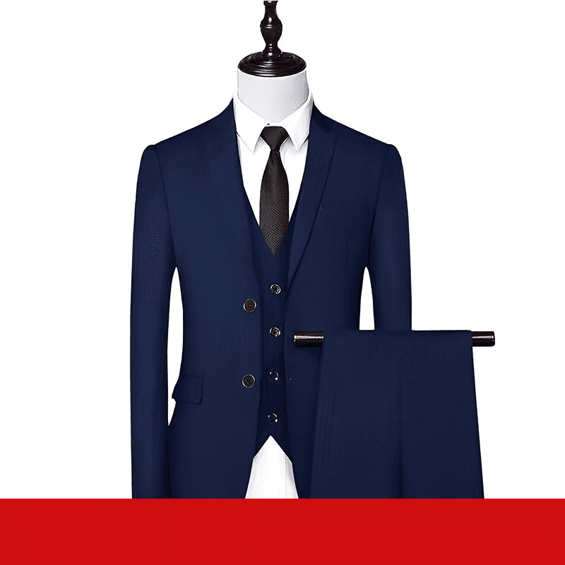 ​​"Premium 3-Piece Men's Suit Set - Slim Fit Business & Wedding Blazer Vest Pants Ensemble (Black/Grey/Navy)"​​