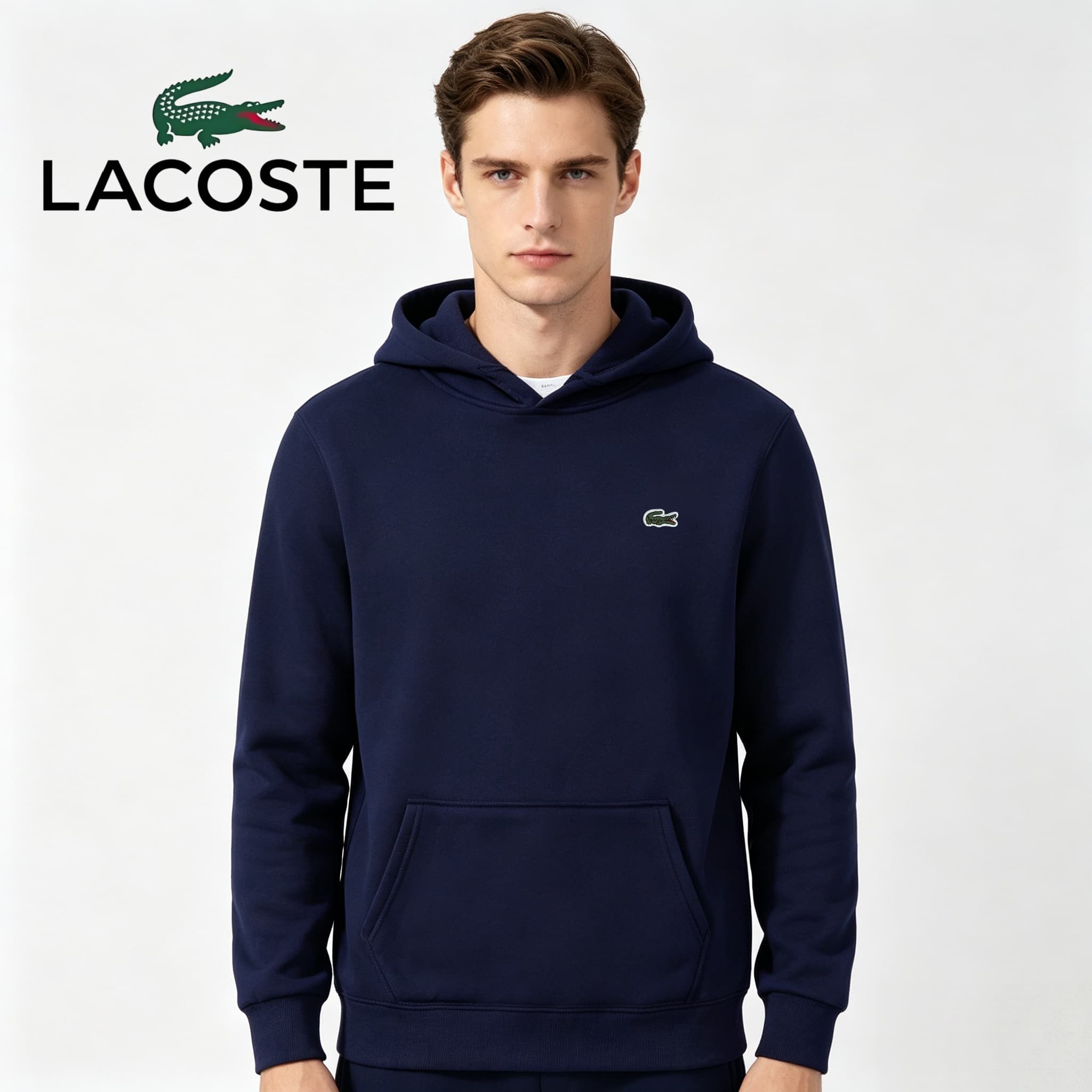 LACOSTE, Sweat à capuche homme, Printemps, Haut brodé crocodile de haute qualité, Sweat à capuche classique
