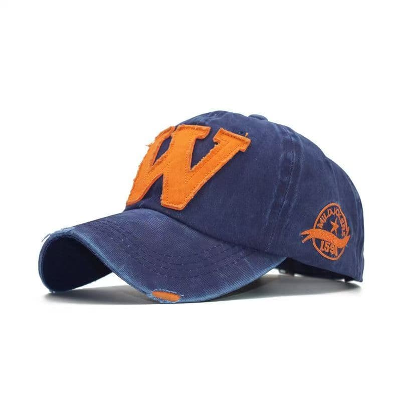 Letters W Baseball Cap Outdoor Retro Wash Old Do Not Lose Colour Sun Hat Hockey Back Strap Hat Men Women