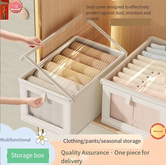 Window Clothes Storage Box Home Wardrobe Layering Organization Artifact Foldable Cover Thick Dustproof Storage Box