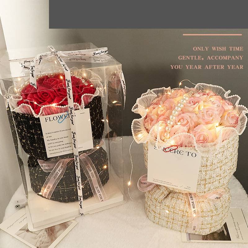 Christmas Valentine's Day Simulation 19 Rose Soap Flower Bouquet Birthday Gift For Girls Eternal Flower Bouquet Finished Product High End Gift