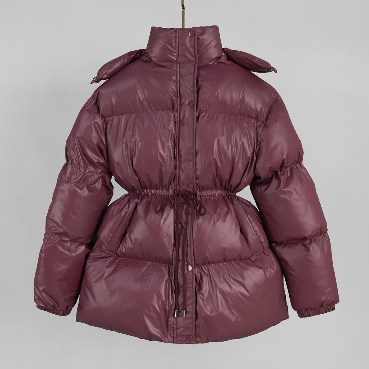 Veste ELLE Cross-Border à cordon de serrage, coupe slim, style européen et américain, collection hiver 2025, capuche zippée, confortable et chaud