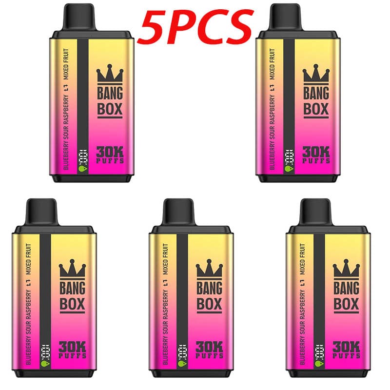 Lot de 5 vapes jetables à double saveur Bang Box 30 KPuffs, 35 ml, pré-remplies, 850 mAh, écran de type C