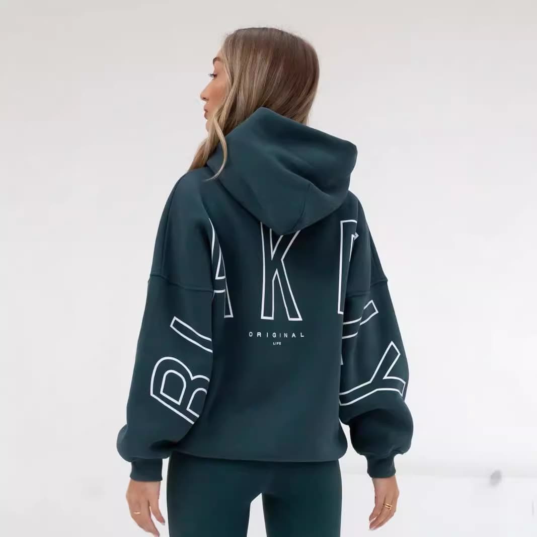 Women's Clothing fashion printing thickened versatile long sleeved loose hooded hip hop sweatshirt