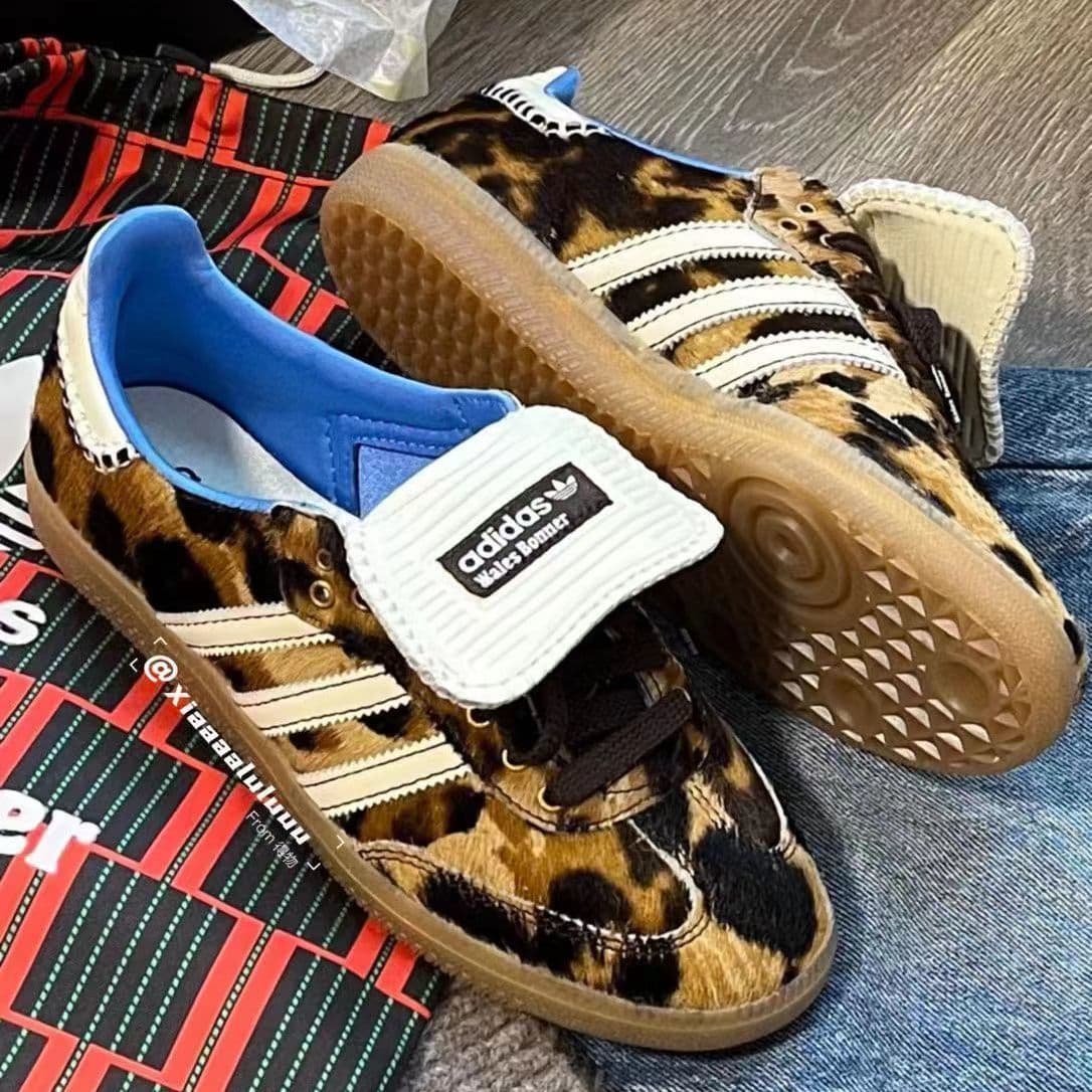 2024 Été Nouveau Pure Original Samba Clover Léopard Imprimé Crin De Cheval Baskets Couple Polyvalent Un Pied Chaussures Décontractées