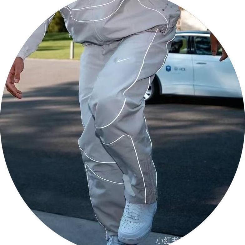 Veste à capuche, tenue tendance printemps-automne, ensemble unisexe imperméable à rayures réfléchissantes