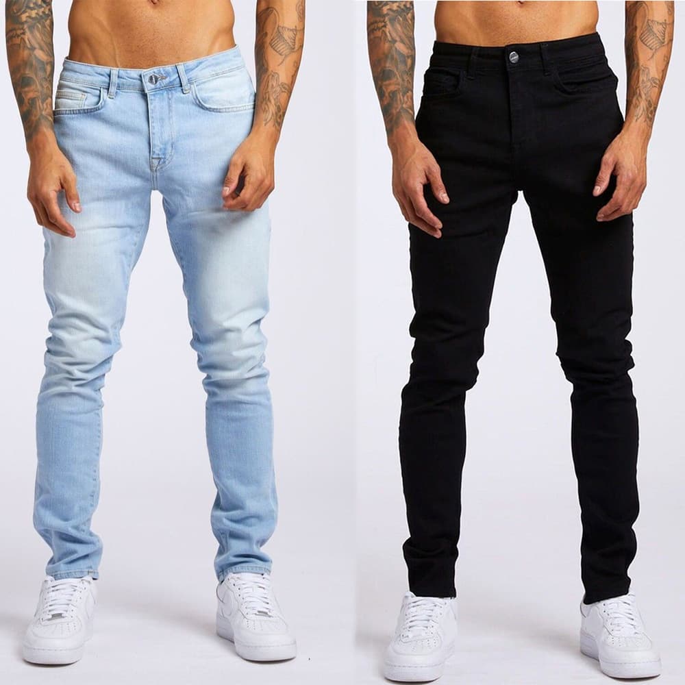 New Men's Trend Black Slim High Waist Denim Slim-Fit Pants For Men