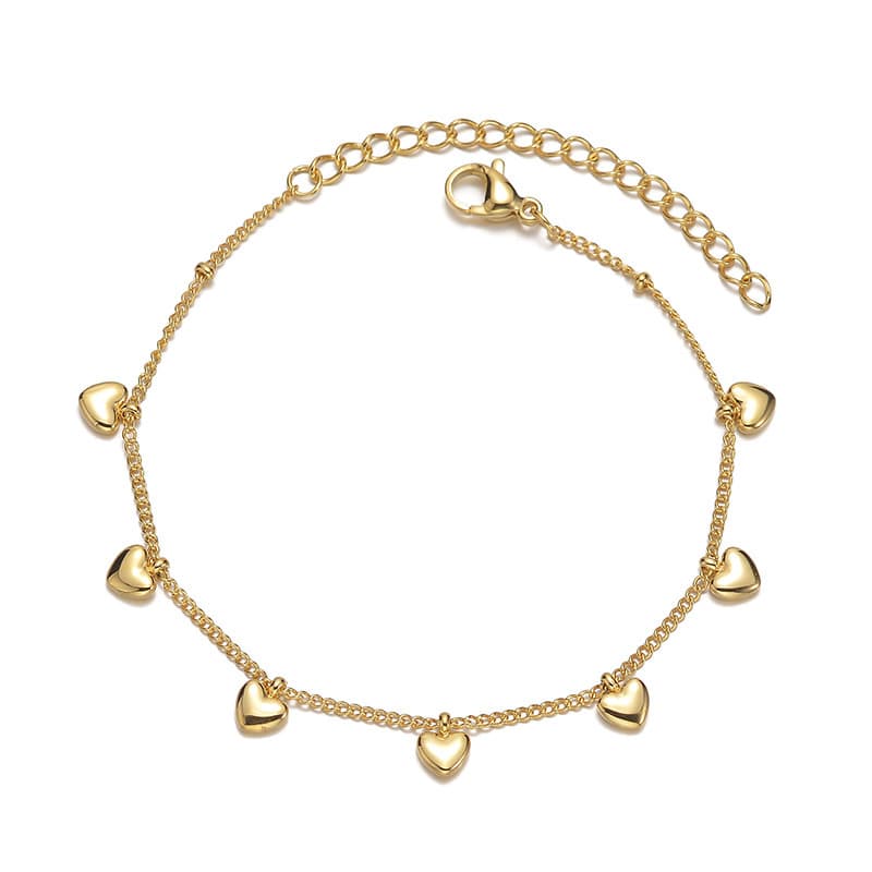 Women's Jewelry Niche Design Summer Fashion All Match Thin Chain Stainless Steel Heart Shaped Bracelet