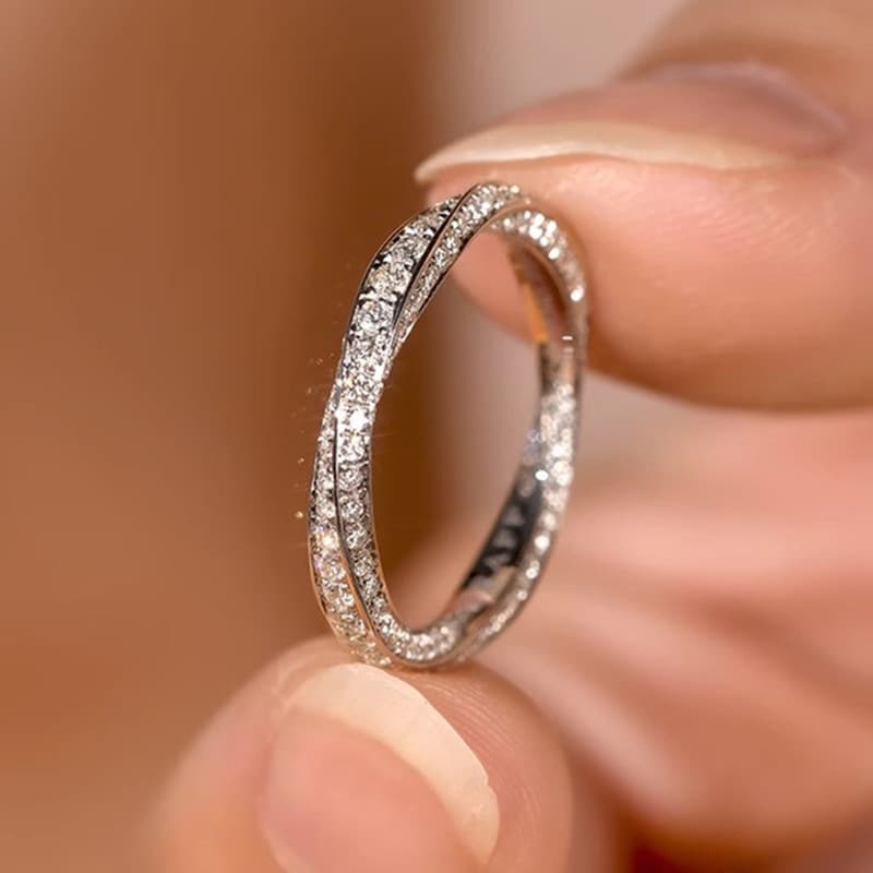 Cao Shi Simple Classic Fashion Engagement Ring Micro Inlaid Zircon Women's Jewelry