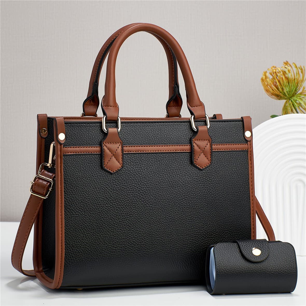 Simple casual handbag fashion contrast color mother and child bag large capacity women's suit