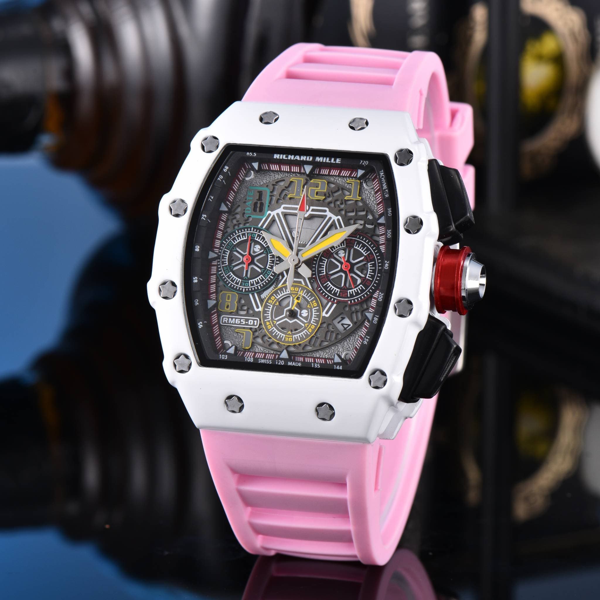 Montre homme de luxe à quartz avec calendrier, design creux AAA, 6 broches, multifonctionnelle, idéale pour les affaires. Cadeau d'anniversaire.