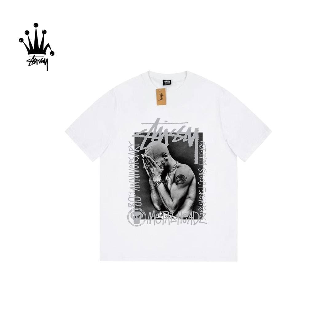 Stussy Frontal Figure Pattern Printed Pure Cotton Short Sleeved T-shirt