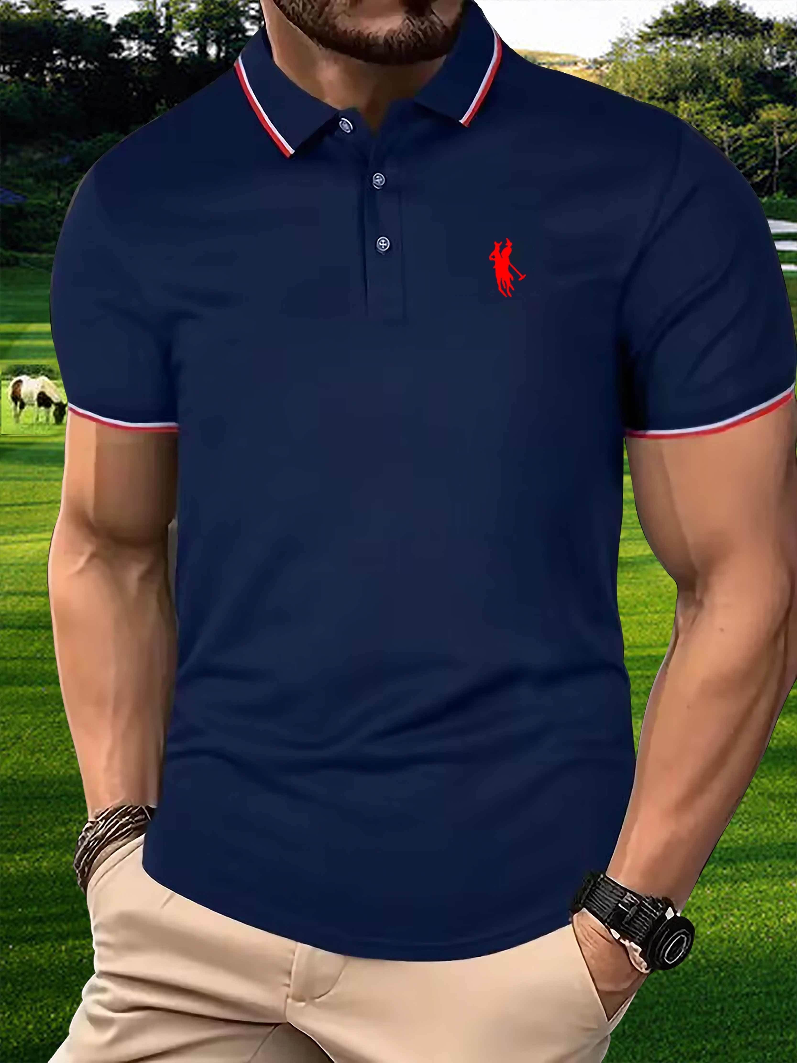 Men's Summer Fashion Casual Vacation Golfing Print Slim Fit Collar Short Sleeved Polo Shirt Breathable And Comfortable Top