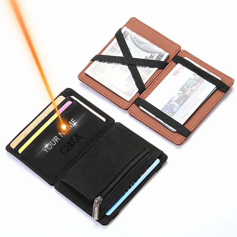 Mini Holder Wallets Zipper Coin Pocket Slim Magic Male Wallet Quality PU Leather Credit Bank Card Case Small Men Purses