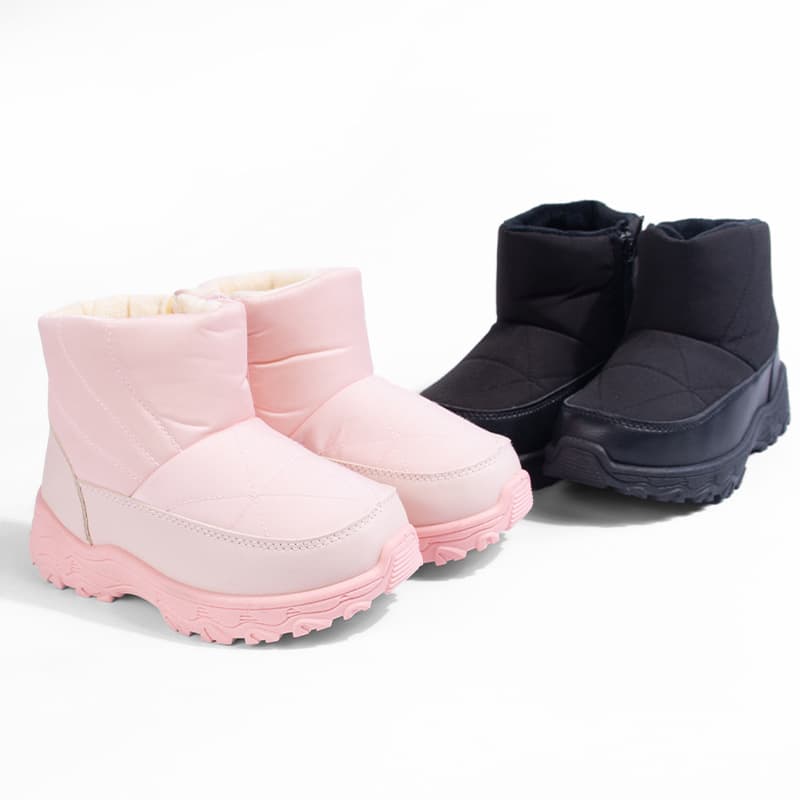 "Kids' Winter Boots – Fleece-Lined Side-Zip Snow Boots, Thick-Soled & Warm, Casual Short Boots For Boys & Girls