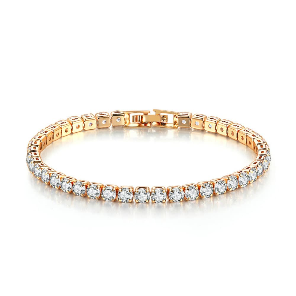 Zircon Bracelet Single Row 4mm Round Full Diamond Tennis Chain Cross Border Hip Hop Jewelry Tennis Bracelet