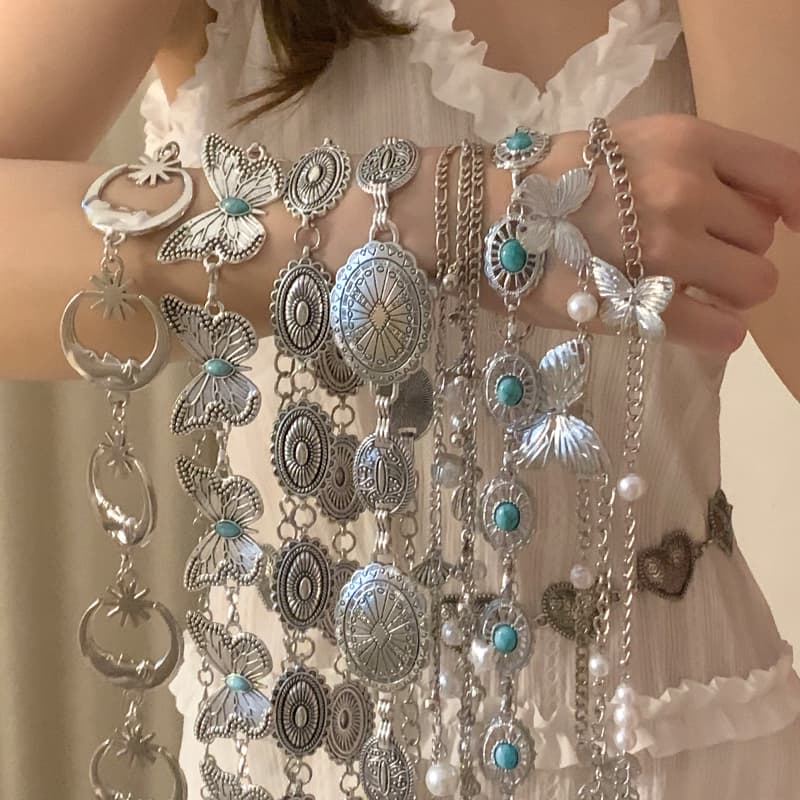 Silver Metal Waist Chain For Women Bohemian Versatile Accessory Dress Fashion High-end Belt Decoration