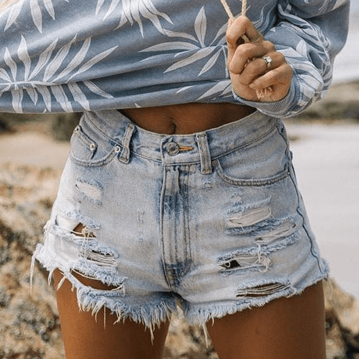 Women's Clothing High Waist Ripped Tassel Denim Shorts For Women Hot Pants (already Shipped)