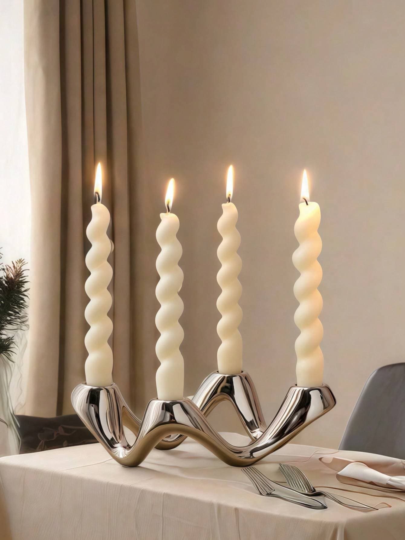 1PC French Luxury Style Four Hole Candlestick Home Romantic Candlelight Dinner Scene Decoration Candlestick Accessories