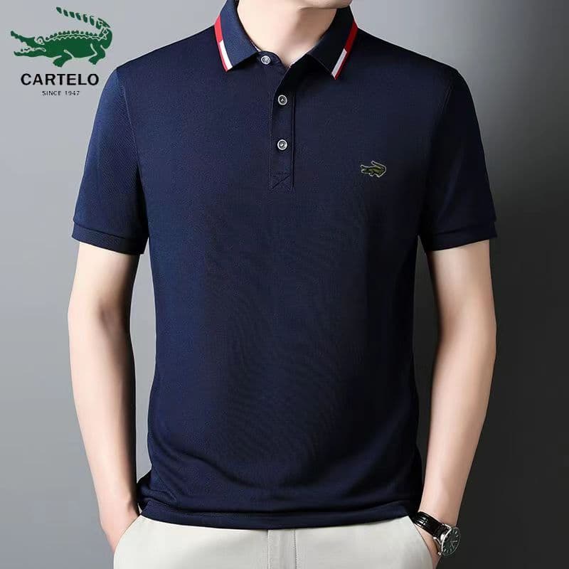 Polos homme en coton brodé, collection printemps-été, décontractés et respirants, à revers.