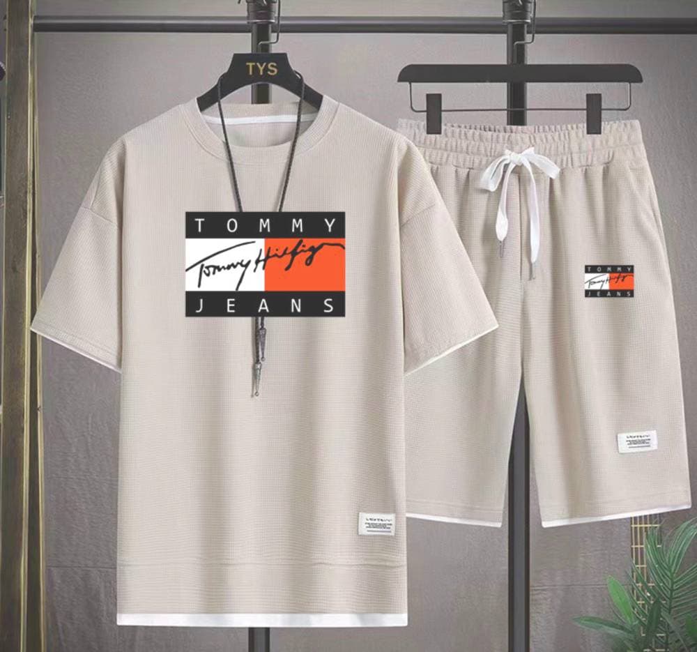Ensemble d'été à manches courtes + short pour hommes, t-shirt imprimé, ensemble décontracté, ensemble de sport, t-shirt à manches courtes