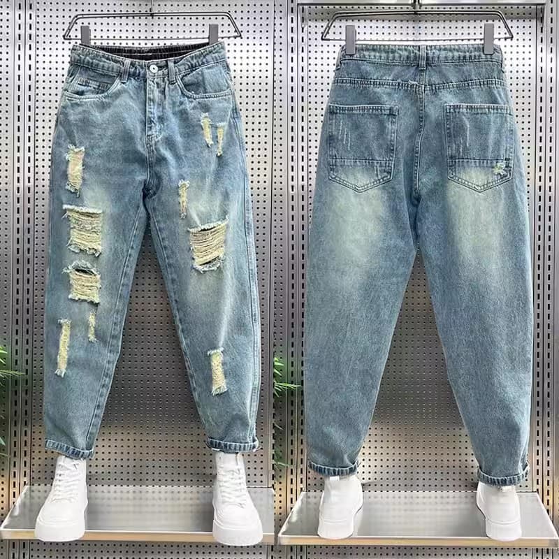 Men's Clothing Slim Fitting Pants Spring And Summer New Men's Clothing Ripped Casual Beggar Pants Men
