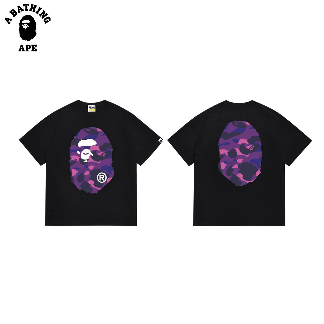A BATHING APE BAPE-Double Sided Camouflage Ape Head Print Pure Cotton Short Sleeved T-shirt