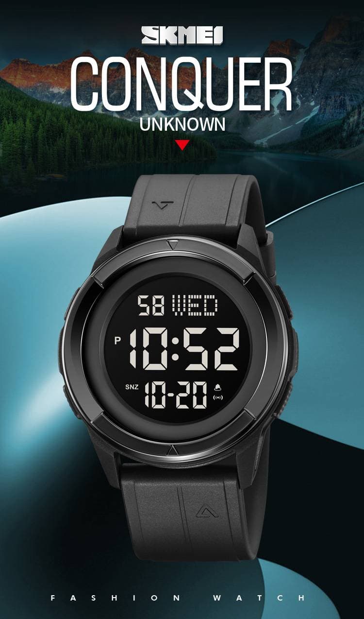 SKMEI 2047 Smart Watch: Time, Stopwatch, Countdown, Alarm, EL Backlight, Date/Week, WR 50M, 12/24H Display