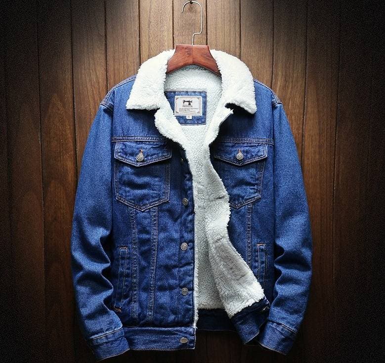 Men's Clothing Men's Winter Denim Cotton Coat With Plush Long Sleeves, Korean Style Men's Thickened Long Sleeved Cotton Coat