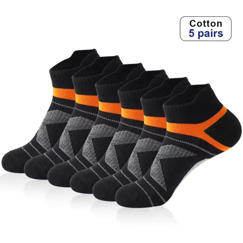 5 Pairs High Quality Men Summer Outdoor Casual Cotton Short Breathable Black Ankle Run Sports Socks Size 38-45