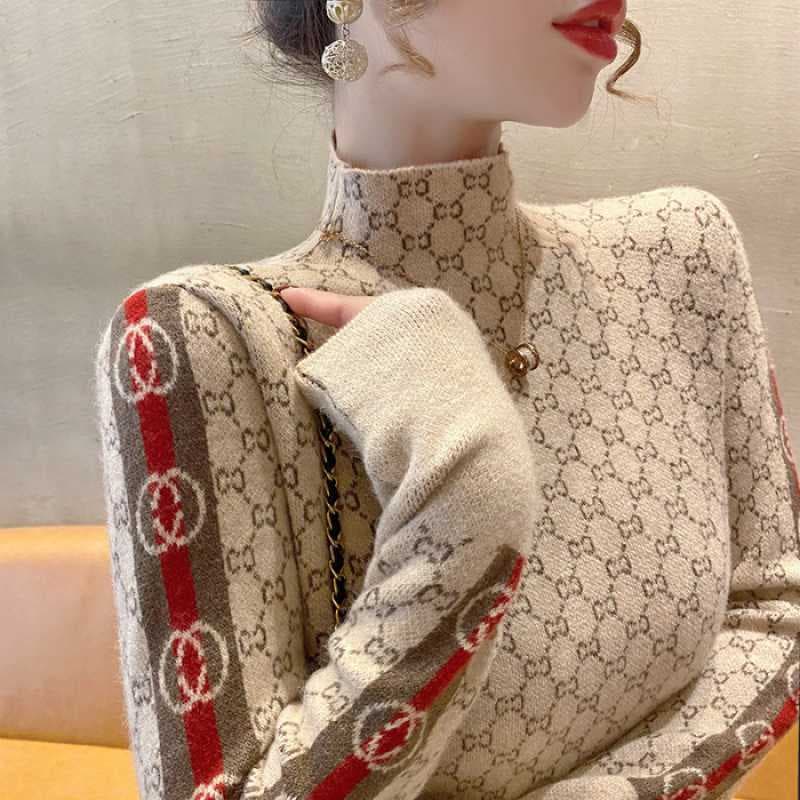 Pull à col semi-roulé pour femme Joker, coupe ajustée à l'intérieur, nouvelle collection automne et hiver
