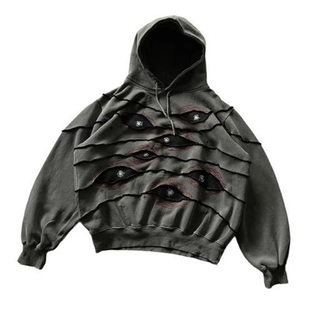 2027 Fashion Y2K Hip-Hop Dark Retro Hoodies Women/Men Quilted 3D Heavyweight Quilt Embroidery Loose-Fitting Long Sleeve Loose Hooded Sweatshirts