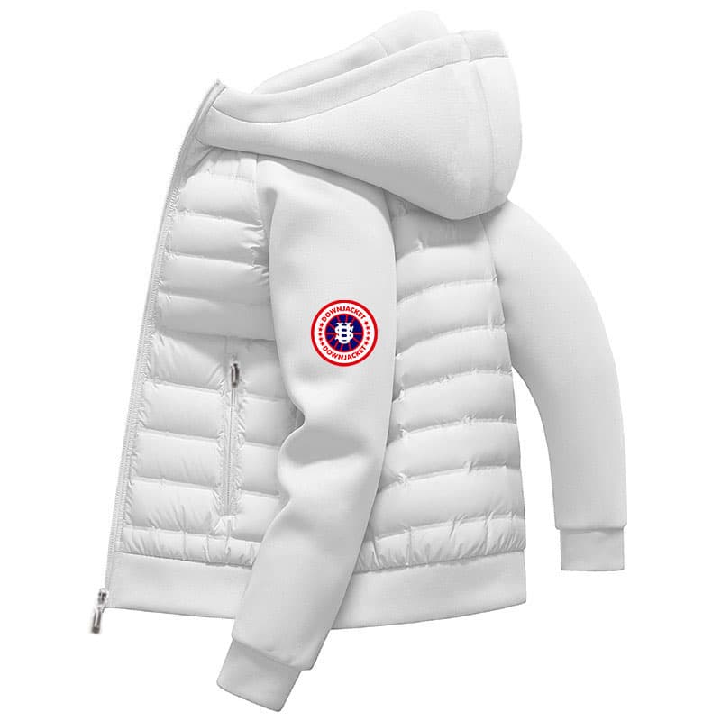 Men's Lightweight Logo Hooded Puffer Jacket - Oversized Streetwear Coat, Minimalist Design