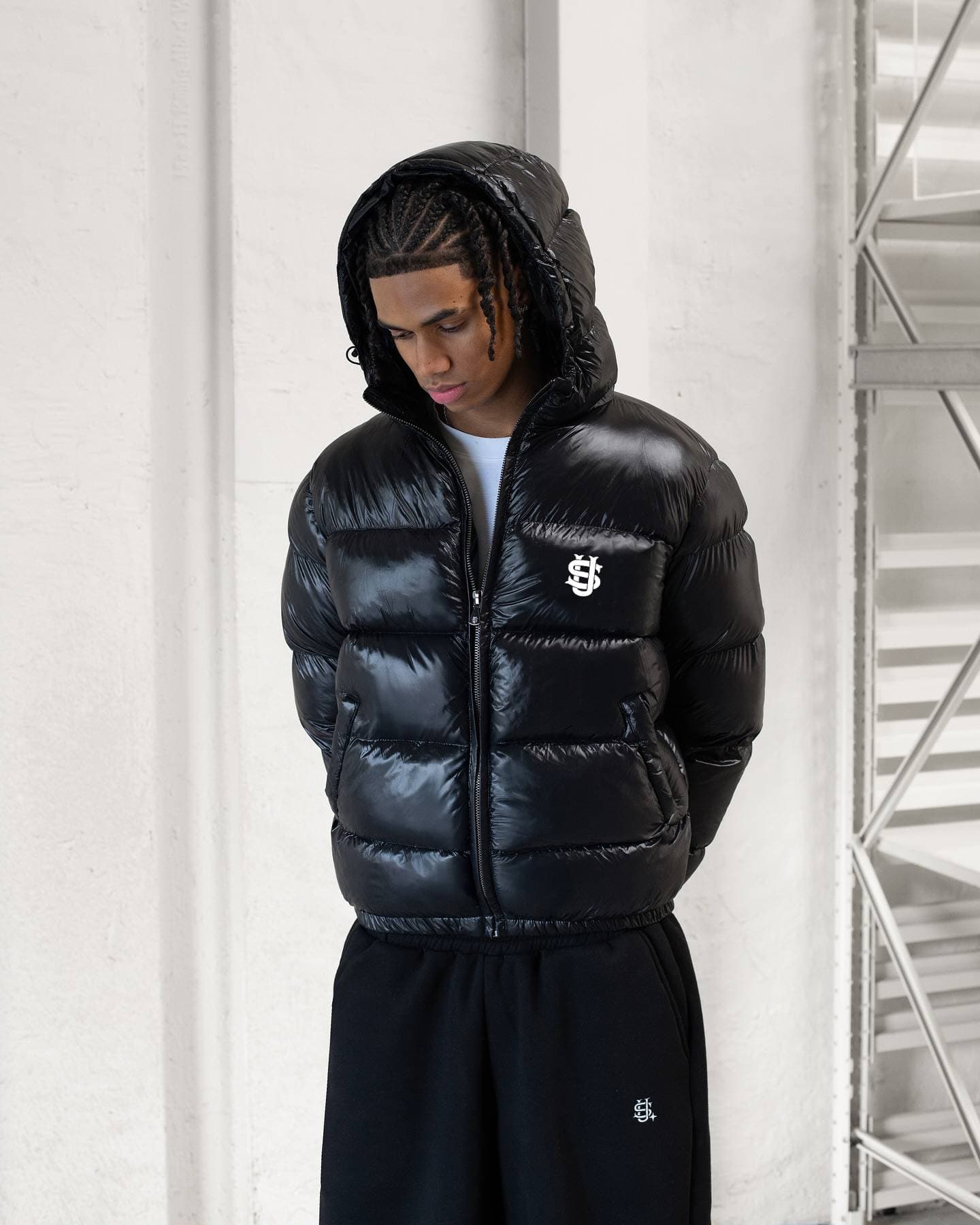 Men's Winter Hooded Cotton Jacket - Thick Warm Coat With US Letter Print, Oversized Fit For Cold Weather