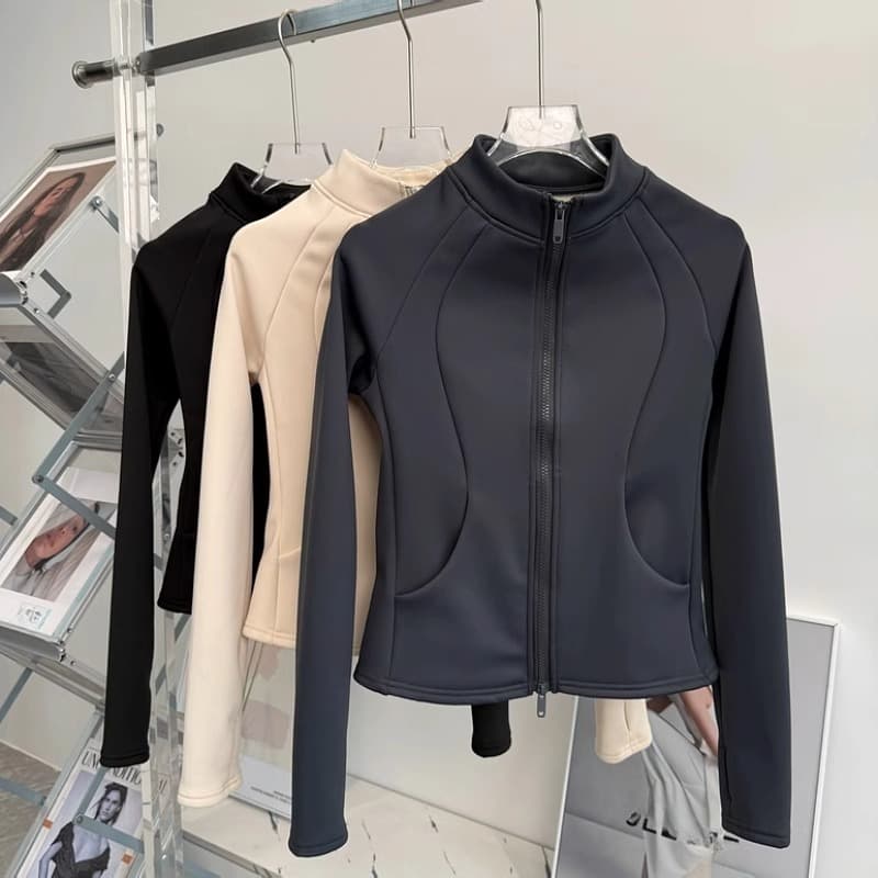 Women's Activewear New Sports Jacket Autumn And Winter Plus Velvet Warm Stand Collar Yoga Clothes Tops Running Cycling Fitness Clothes
