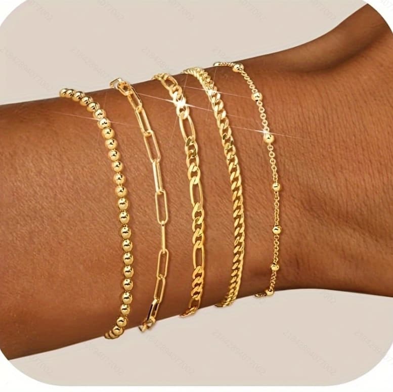 Exquisite 5 Piece Bracelet Set Personalized Retro Metal Versatile Bracelet
