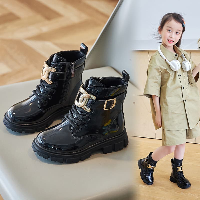 Kids Shoes Girls Martin boots British short boots Internet celebrity children's boots autumn and winter princess fashion black cotton shoes